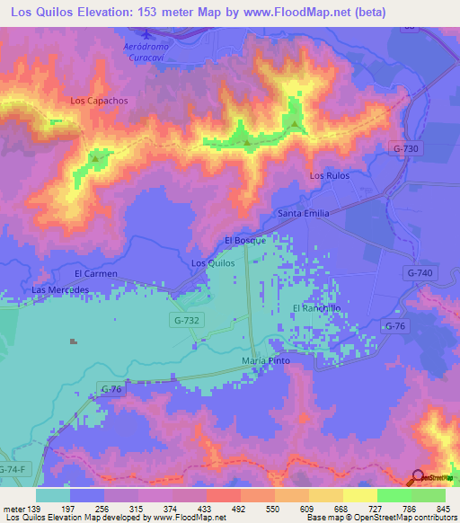 Los Quilos,Chile Elevation Map