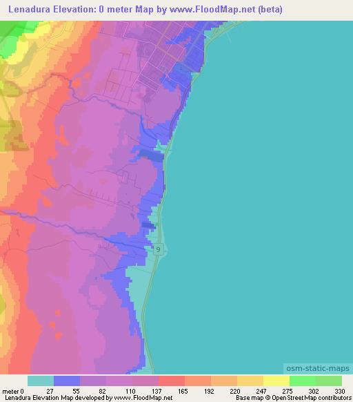 Lenadura,Chile Elevation Map