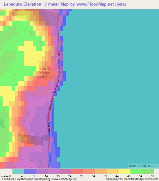 Lenadura,Chile Elevation Map
