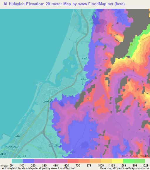 Al Hulaylah,United Arab Emirates Elevation Map