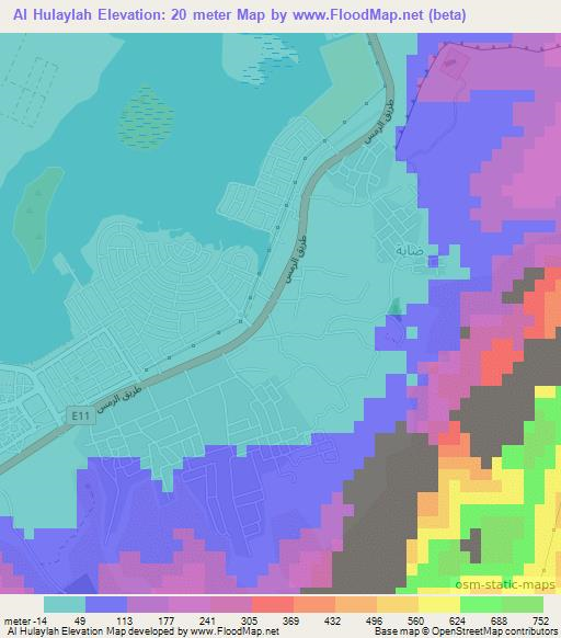 Al Hulaylah,United Arab Emirates Elevation Map