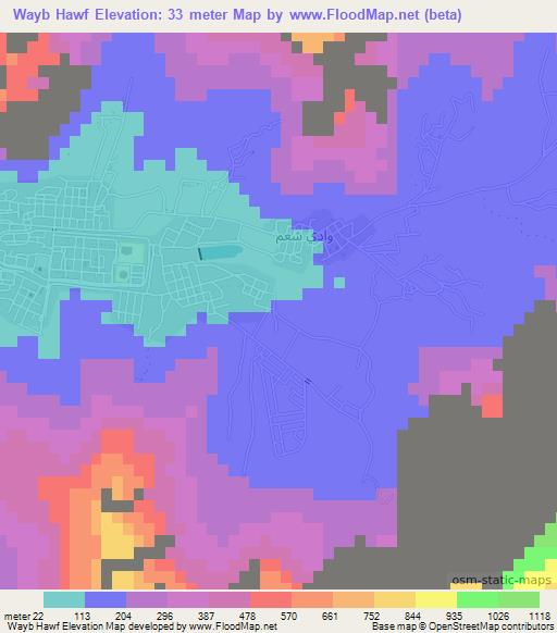 Wayb Hawf,United Arab Emirates Elevation Map