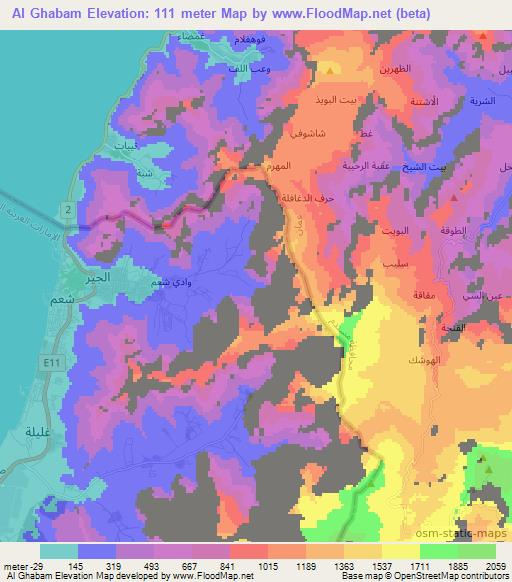 Al Ghabam,United Arab Emirates Elevation Map