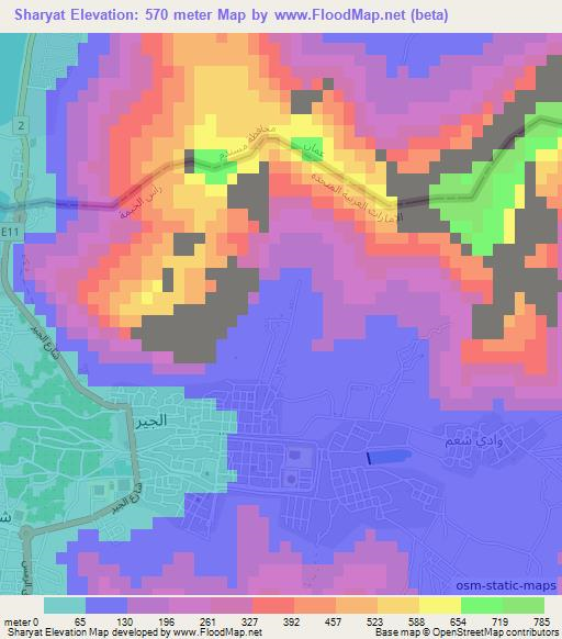 Sharyat,United Arab Emirates Elevation Map