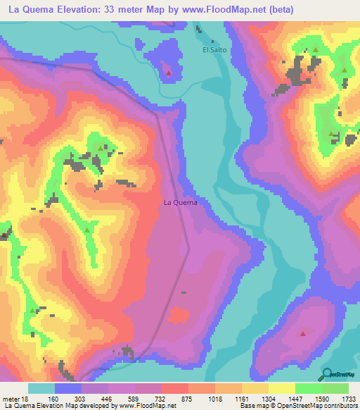 La Quema,Chile Elevation Map