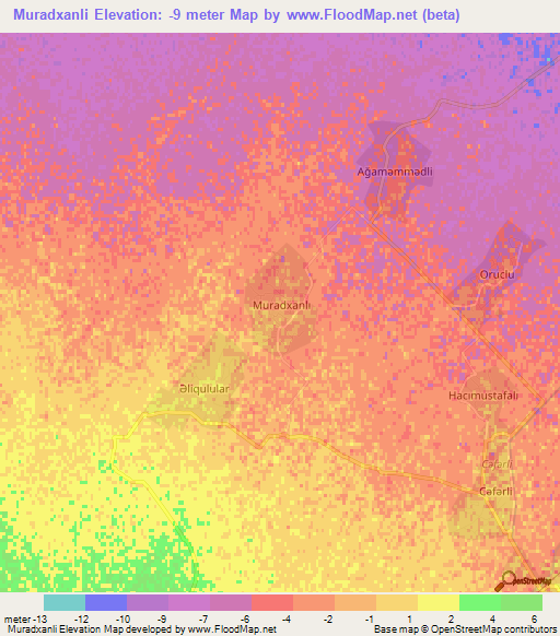 Muradxanli,Azerbaijan Elevation Map
