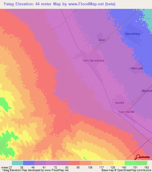 Yatag,Azerbaijan Elevation Map