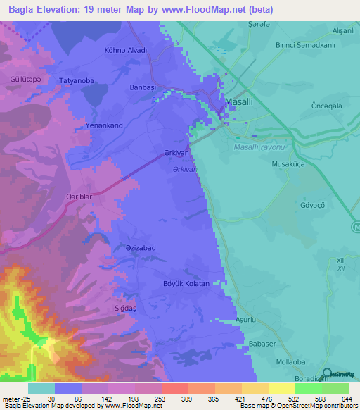 Bagla,Azerbaijan Elevation Map