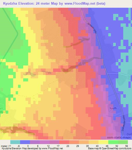 Kyudzha,Azerbaijan Elevation Map