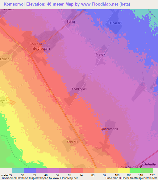 Komsomol,Azerbaijan Elevation Map