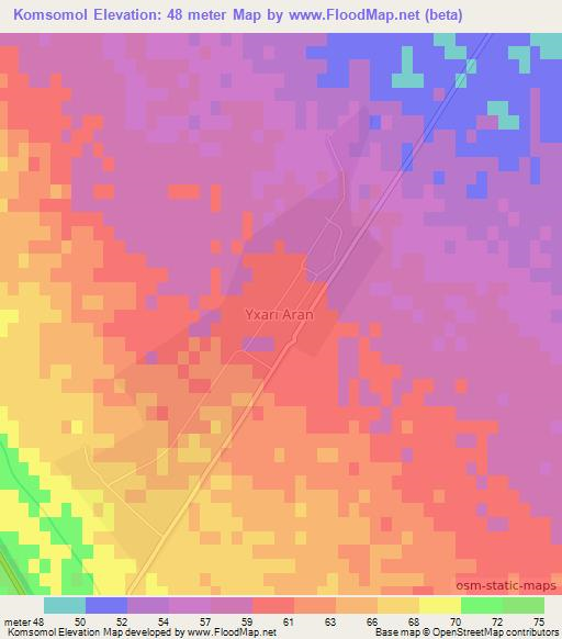 Komsomol,Azerbaijan Elevation Map