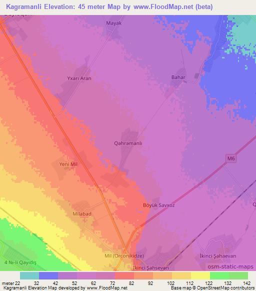 Kagramanli,Azerbaijan Elevation Map