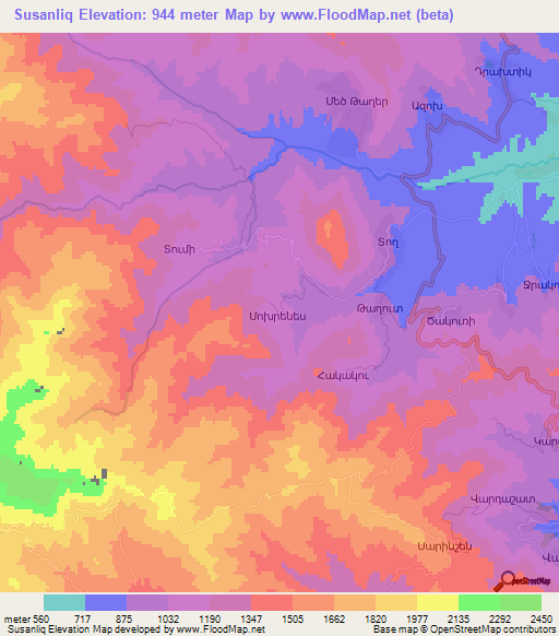 Susanliq,Azerbaijan Elevation Map