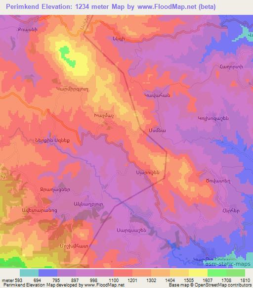 Perimkend,Azerbaijan Elevation Map