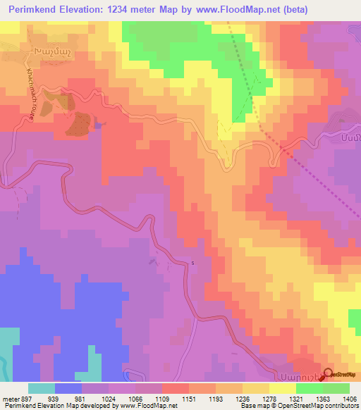 Perimkend,Azerbaijan Elevation Map