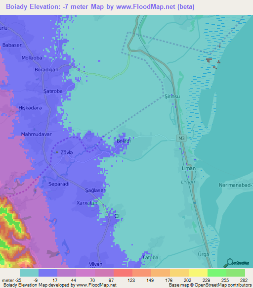 Boiady,Azerbaijan Elevation Map