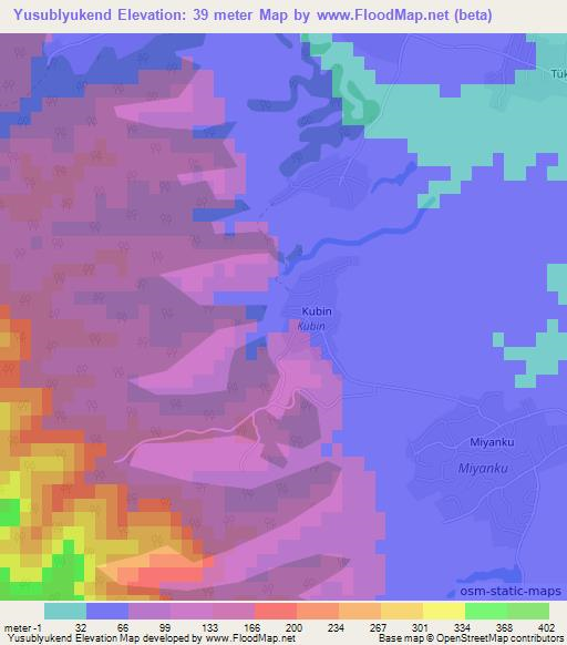 Yusublyukend,Azerbaijan Elevation Map