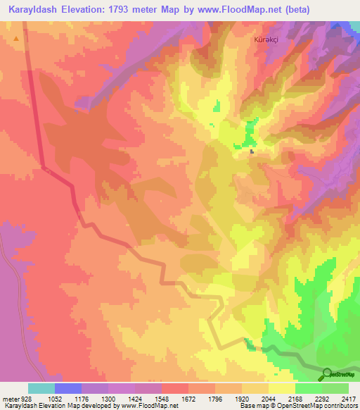 Karayldash,Azerbaijan Elevation Map