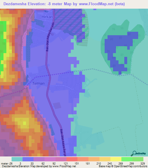 Dezdamesha,Azerbaijan Elevation Map