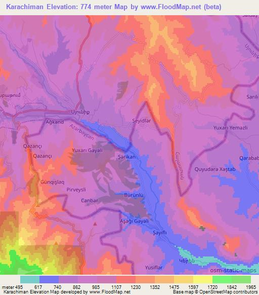 Karachiman,Azerbaijan Elevation Map