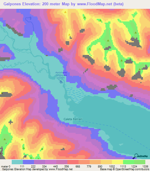 Galpones,Chile Elevation Map