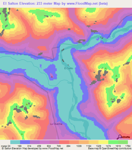 El Salton,Chile Elevation Map