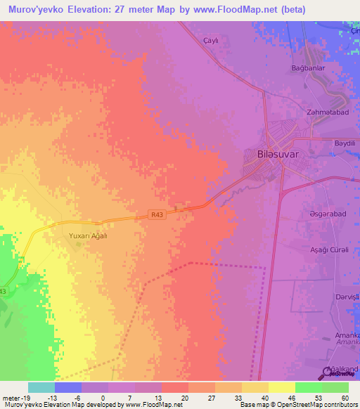 Murov'yevko,Azerbaijan Elevation Map