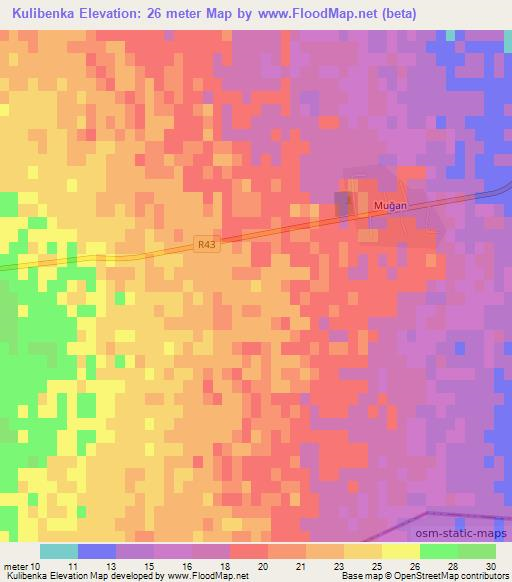 Kulibenka,Azerbaijan Elevation Map