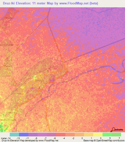 Druz-Iki,Azerbaijan Elevation Map
