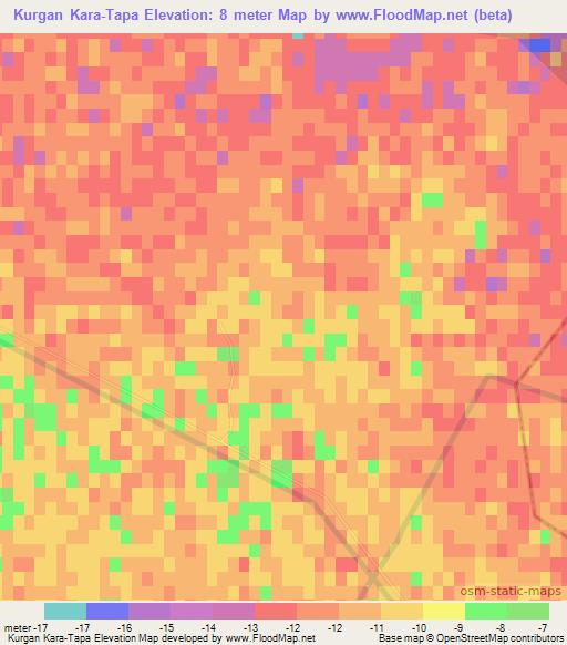 Kurgan Kara-Tapa,Azerbaijan Elevation Map