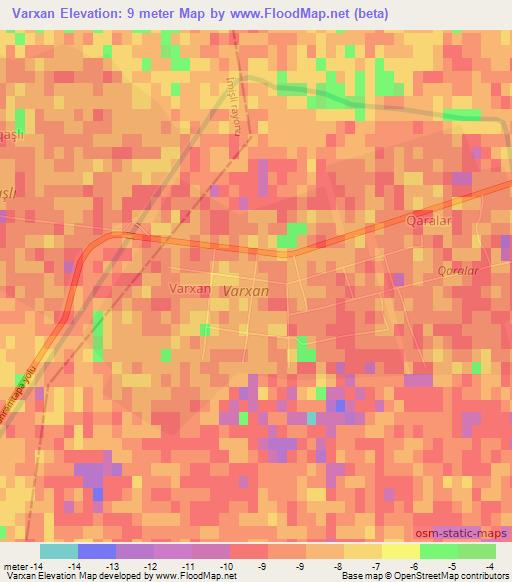 Varxan,Azerbaijan Elevation Map