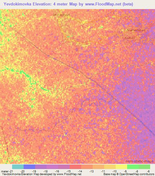 Yevdokimovka,Azerbaijan Elevation Map
