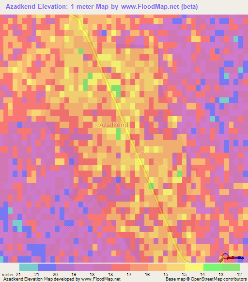Azadkend,Azerbaijan Elevation Map