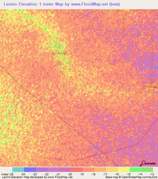 Lenino,Azerbaijan Elevation Map