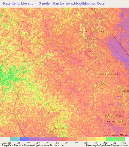 Razy-Kend,Azerbaijan Elevation Map