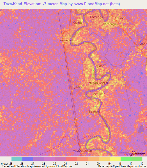 Taza-Kend,Azerbaijan Elevation Map