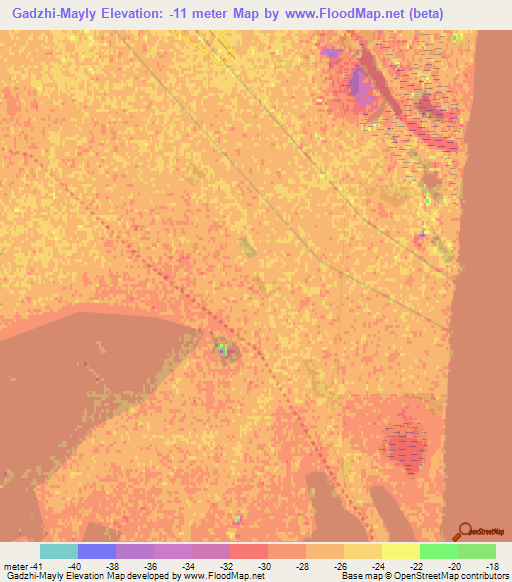Gadzhi-Mayly,Azerbaijan Elevation Map