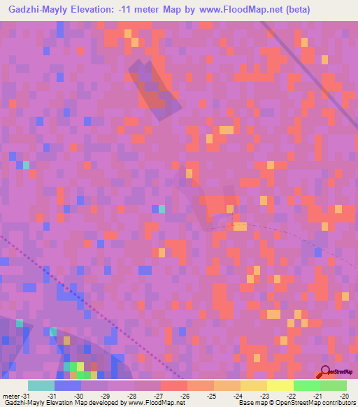 Gadzhi-Mayly,Azerbaijan Elevation Map