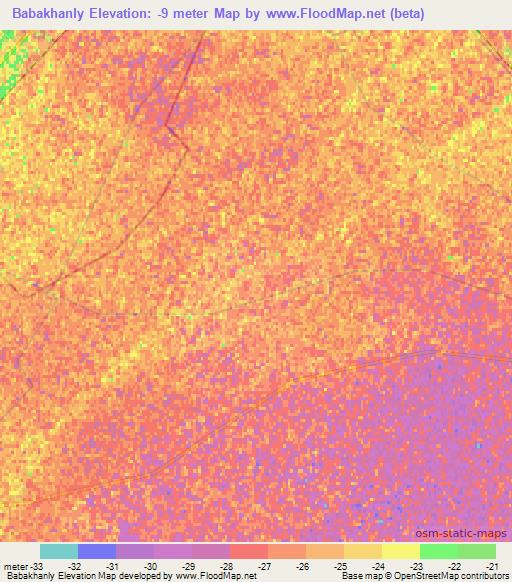 Babakhanly,Azerbaijan Elevation Map