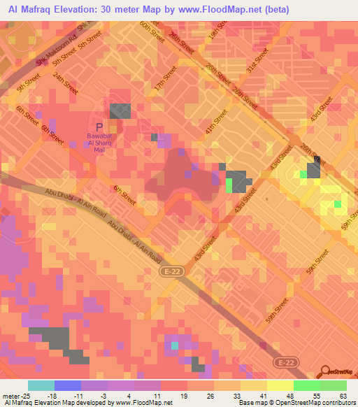 Al Mafraq,United Arab Emirates Elevation Map