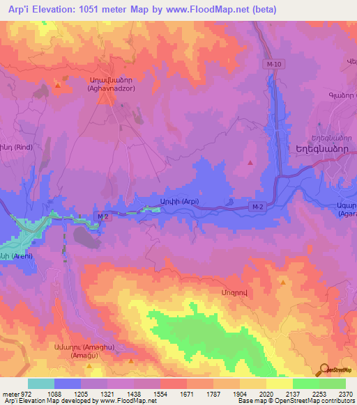 Arp'i,Armenia Elevation Map