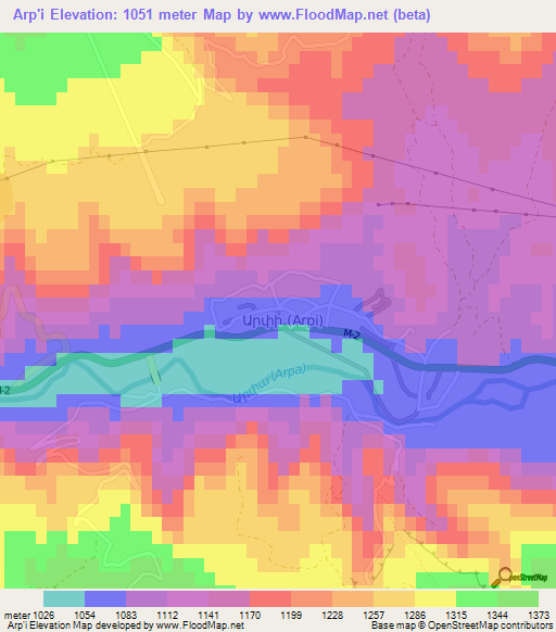 Arp'i,Armenia Elevation Map