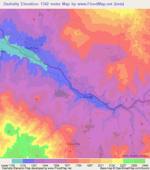 Dashalty,Armenia Elevation Map