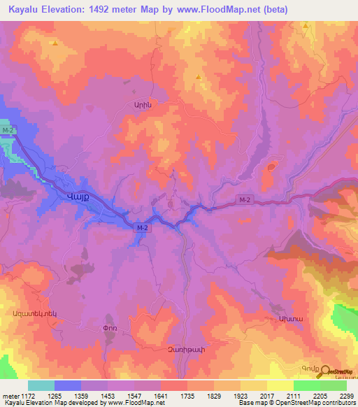 Kayalu,Armenia Elevation Map
