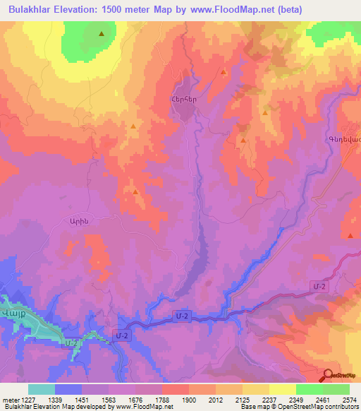 Bulakhlar,Armenia Elevation Map