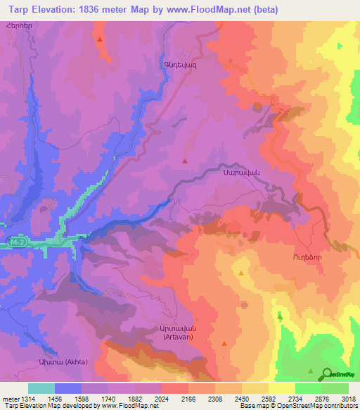 Tarp,Armenia Elevation Map