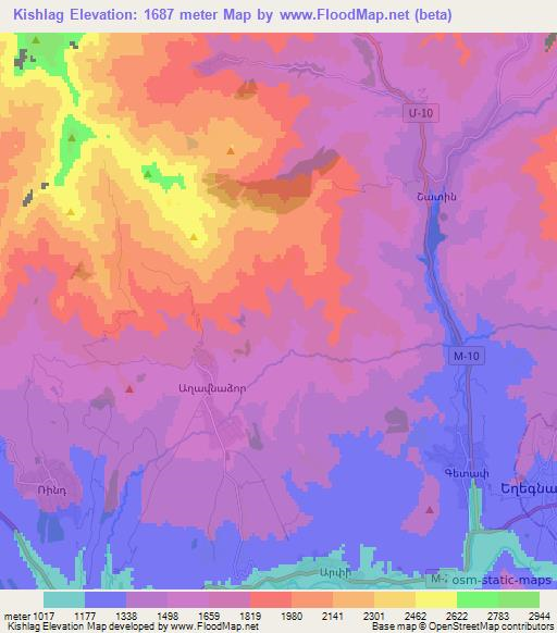 Kishlag,Armenia Elevation Map