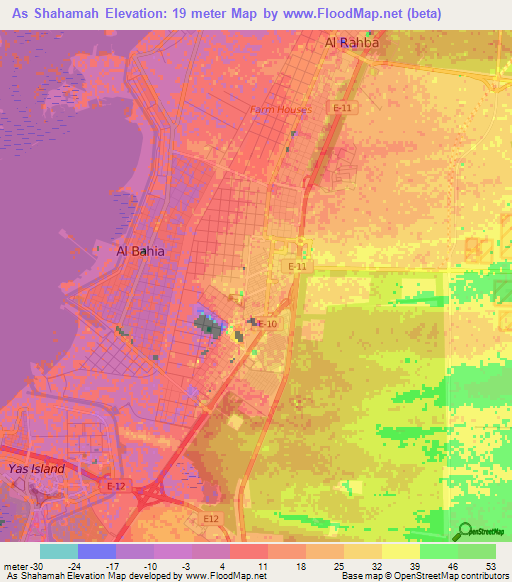 As Shahamah,United Arab Emirates Elevation Map