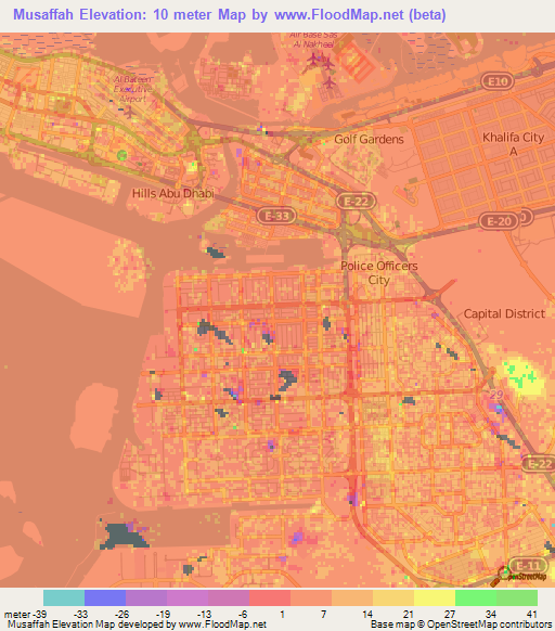 Musaffah,United Arab Emirates Elevation Map
