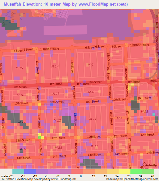 Musaffah,United Arab Emirates Elevation Map